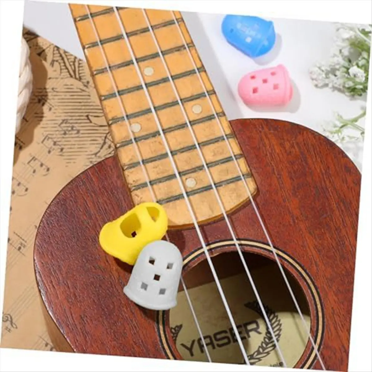Stable- 16 Pcs Fingers Protectors,Kalimba Autoharp Silicone Finger Sleeve,Guitar Fingertip Protector,Finger Pain Relief