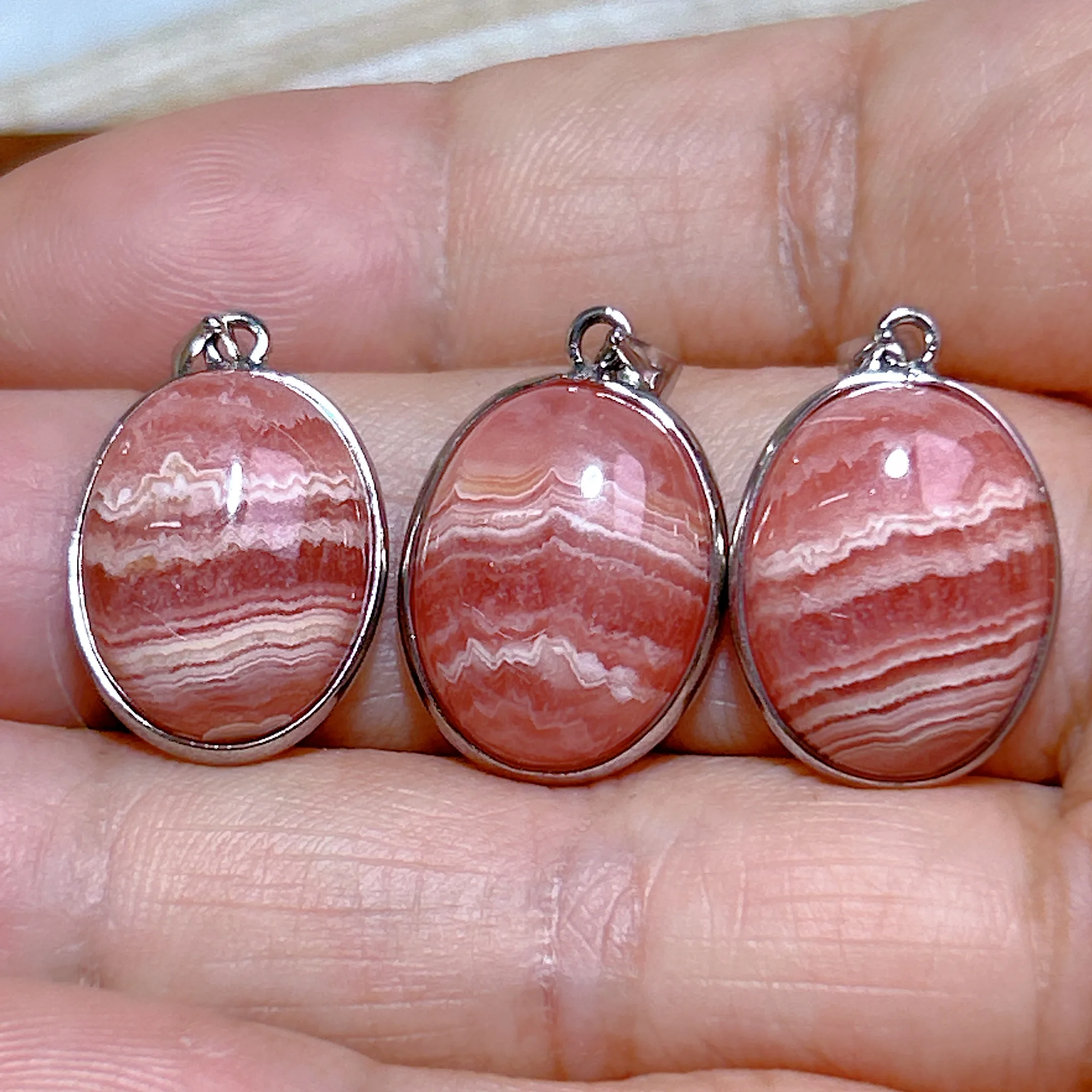 Healing Natural Crystals Argentina Rhodochrosite Pendent With 925 Silver Necklace Gemstones Jewelry High Quality Energy Ore Gift