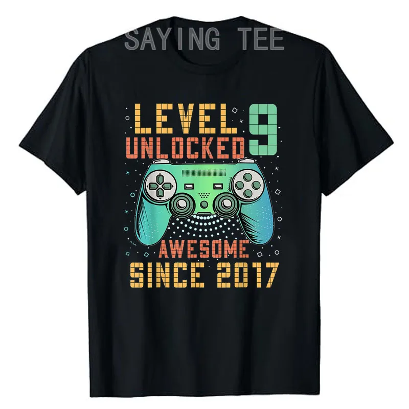 Level 9 Freigeschaltet – Fantastisch seit 2017 Gaming-T-Shirt – Geschenk zum 9. Geburtstag für 9-jährige Jungen – Gamer-T-Shirt – Coole Geschenke für Söhne zum Geburtstag – Detail 7