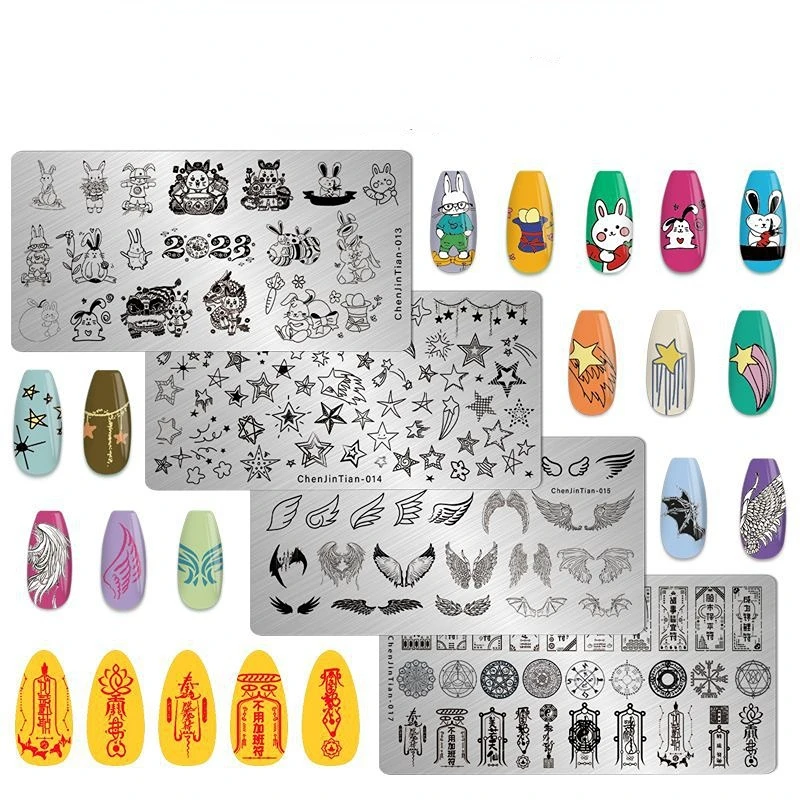 

12*6cm Nail Art Templates Stamping Plate Design Flower Animal Rabbit New Year Nail Art Stamp Printing Stencil Stainless Steel