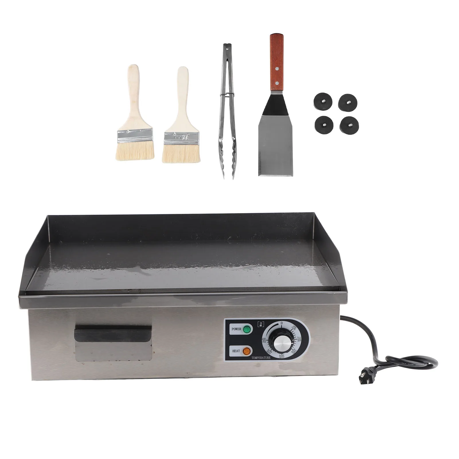 Electric Stainless Steel Griddle Commercial Griddle Electric Countertop Griddle Fast Heating Temperature Adjustable 2000W