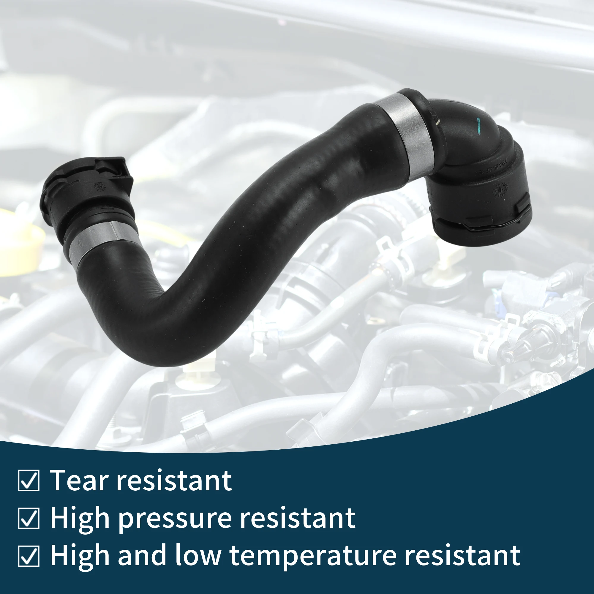 Motoforti Radiator Hose Heater Hose No.17127535535 for BMW X3 16-19 Rubber Coolant Pipe Black 1 Pc