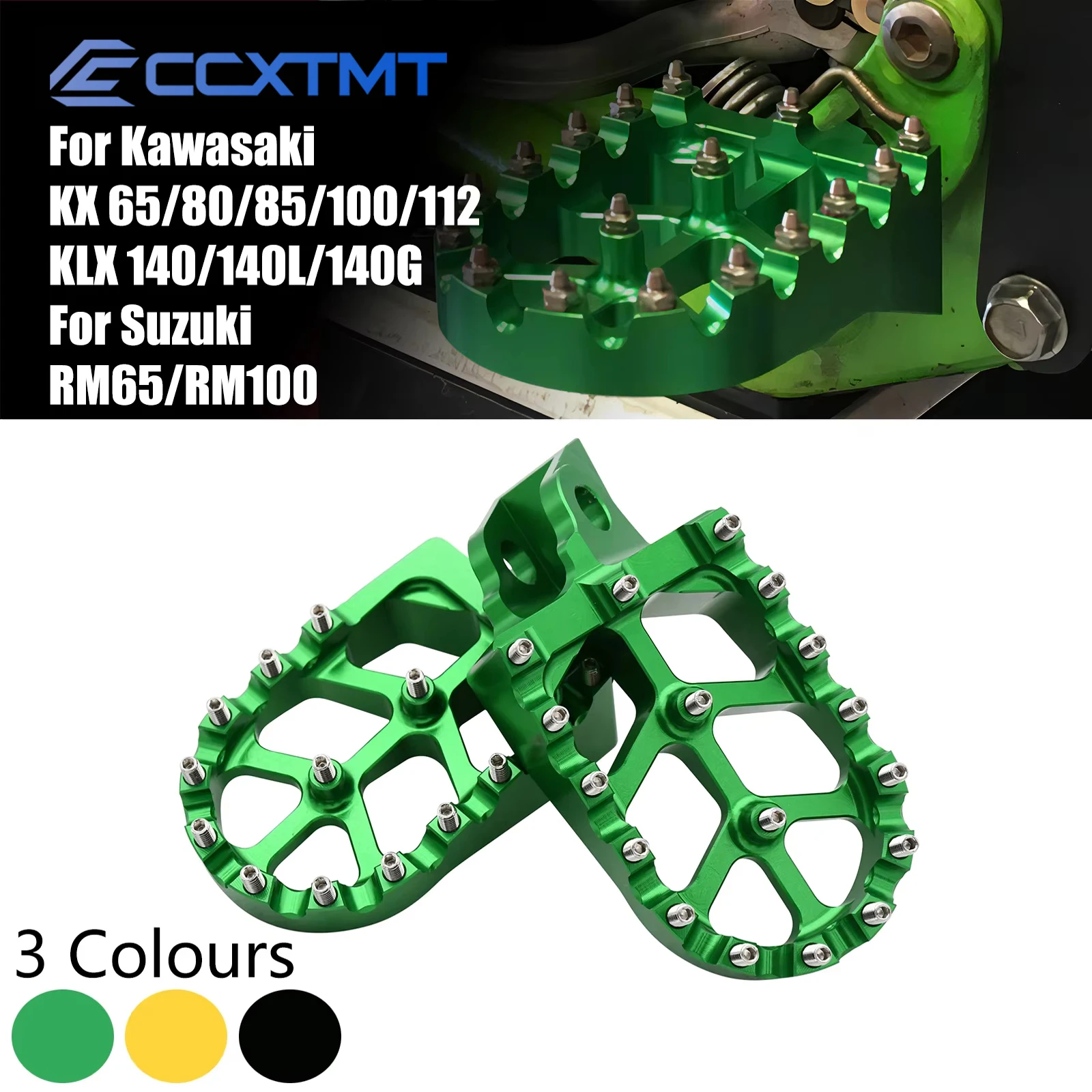 

Motorcycle CNC Foot Pegs Dirt Bike Footrest Pedal For Kawasaki KX85 2001-2023 For Suzuki RM65 2003-2005 RM100 KX65 2000-2023