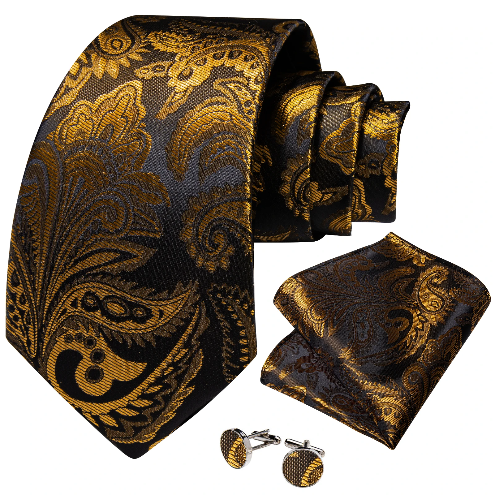 

8cm Ties for Men 2023 New Fashion Silk Jacquard Golden Paisley Business Wedding Party Men Gift Accessories Wholesale