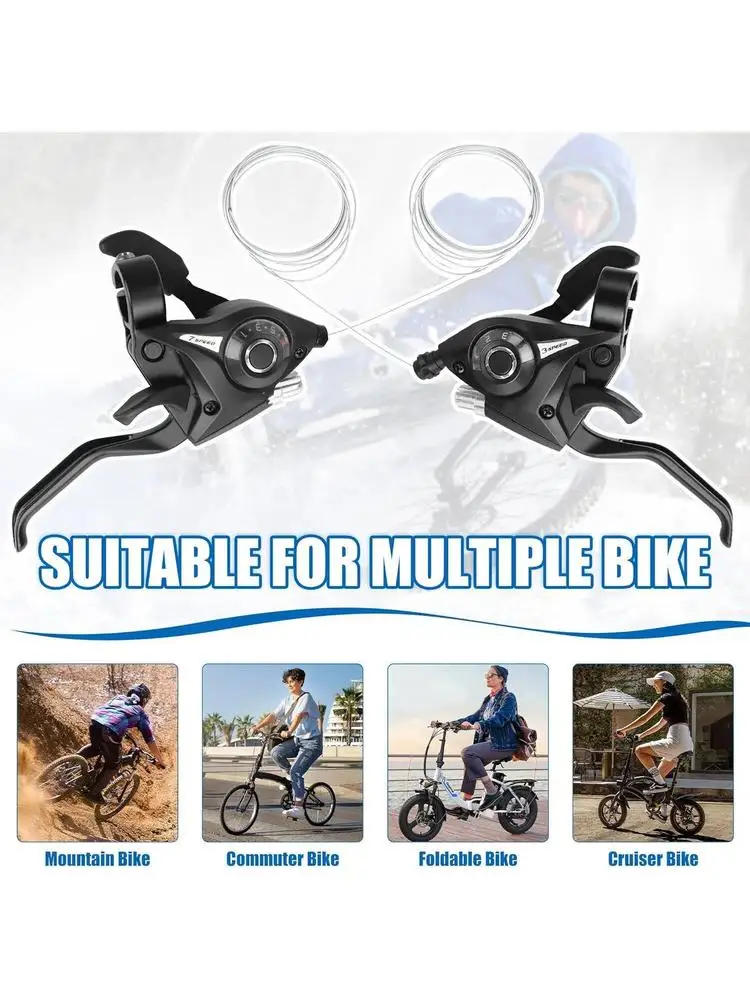 AliExpress NONE Bicycle Brake Lever Shifter 3x7 Combo 21 Speed Shifter Gear Shifter Indicator V Brake Cable for Moutain Road Bike