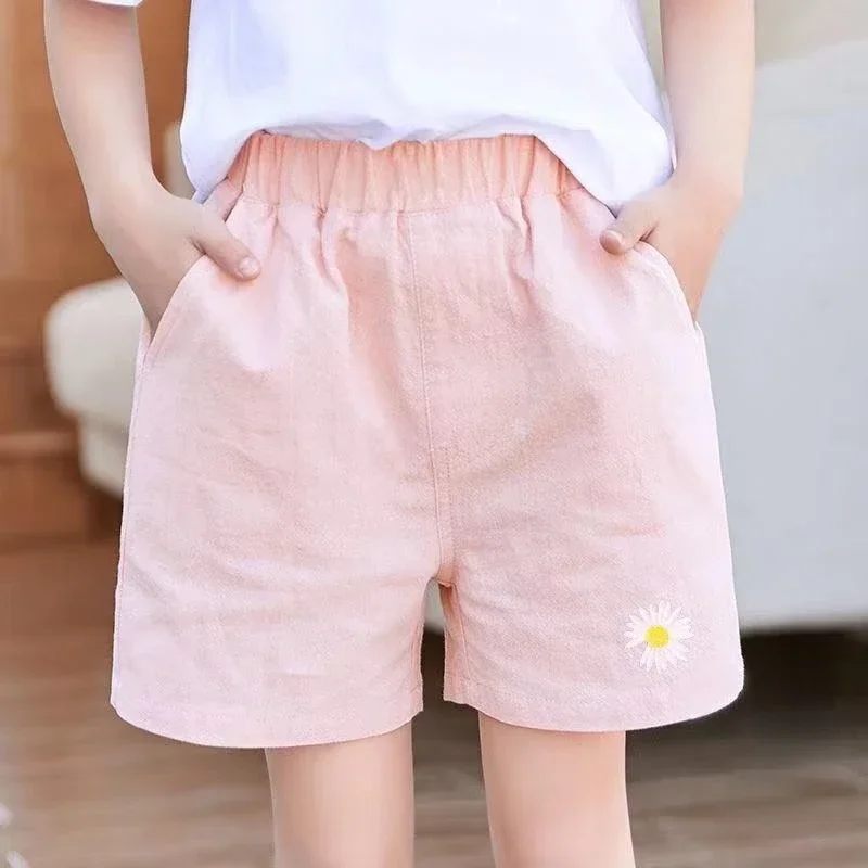 2024 Summer Kids New Girls Shorts Baby Thin Flower Short Pant Trousers Children's Korean Girls Style Casual Clothing 2-12Yrs