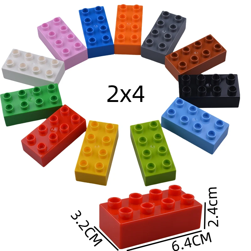 6Pcs 2X4 Big Size Colorful Building Blocks Large 2*4 Dot Thick Bricks Educational Creative Kid Toys Compatible