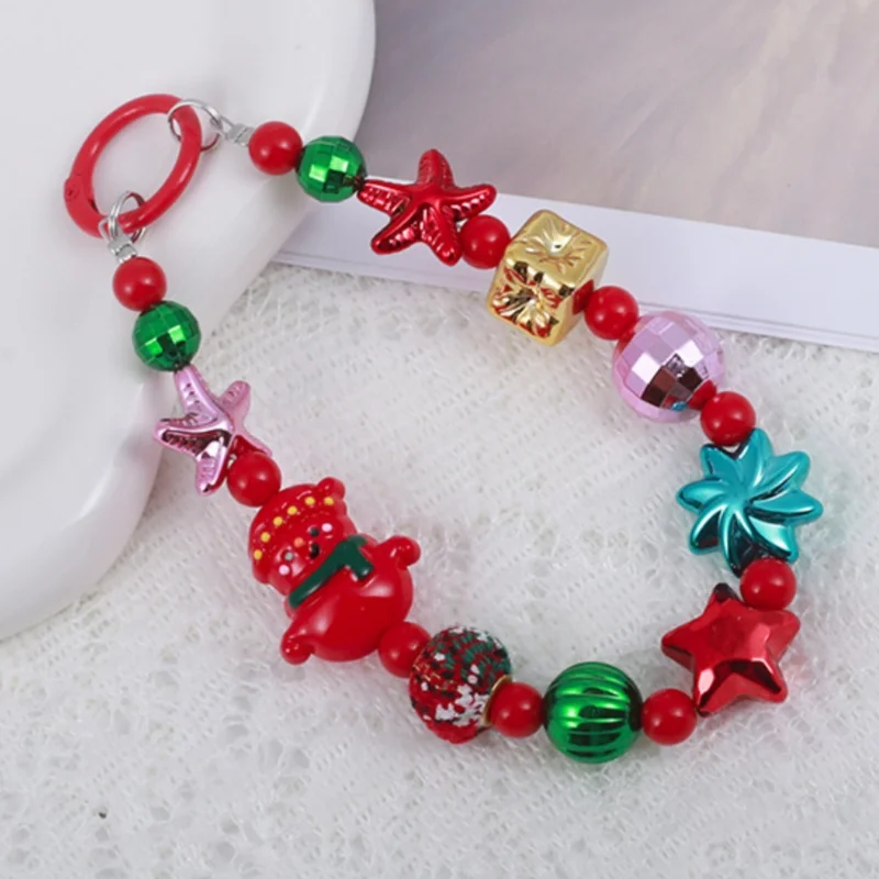 Nieuwe kerst telefoonbedel voor dames, anti-diefstal telefoonpolsband handsfree en kralenketting, afneembaar mobiele telefoonkoord