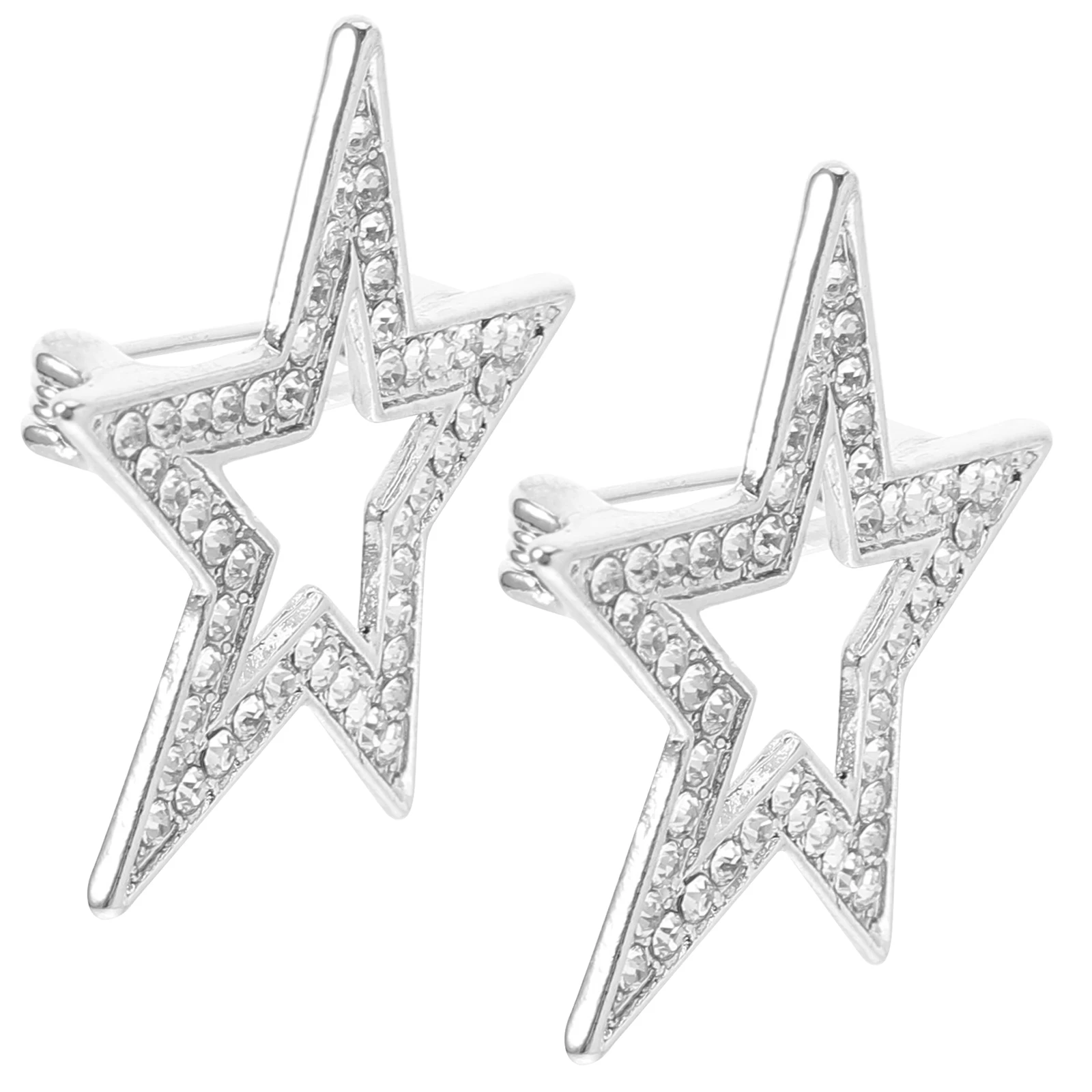 

2pcs Five-Pointed Star Brooch Zinc Alloy Shiny Lapel Pin For Men Suit Wedding Dress Corsage Shawl Clip Vintage Style Metal Badge