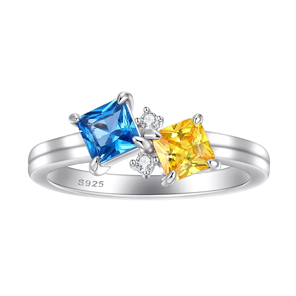 

Apexelle Brand Fashion Jewelry 925 Sterling Silver Rings High Quality Colorful Zircon Ring Versatile Fine Jewelry