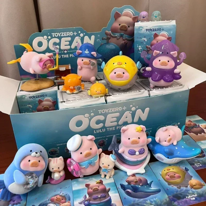 LuLu The Piggy Ocean Series Blind Box Figurine alla moda Giocattoli Kawaii Modello animale Sorpresa Regali per bambini Collezione di ornamenti