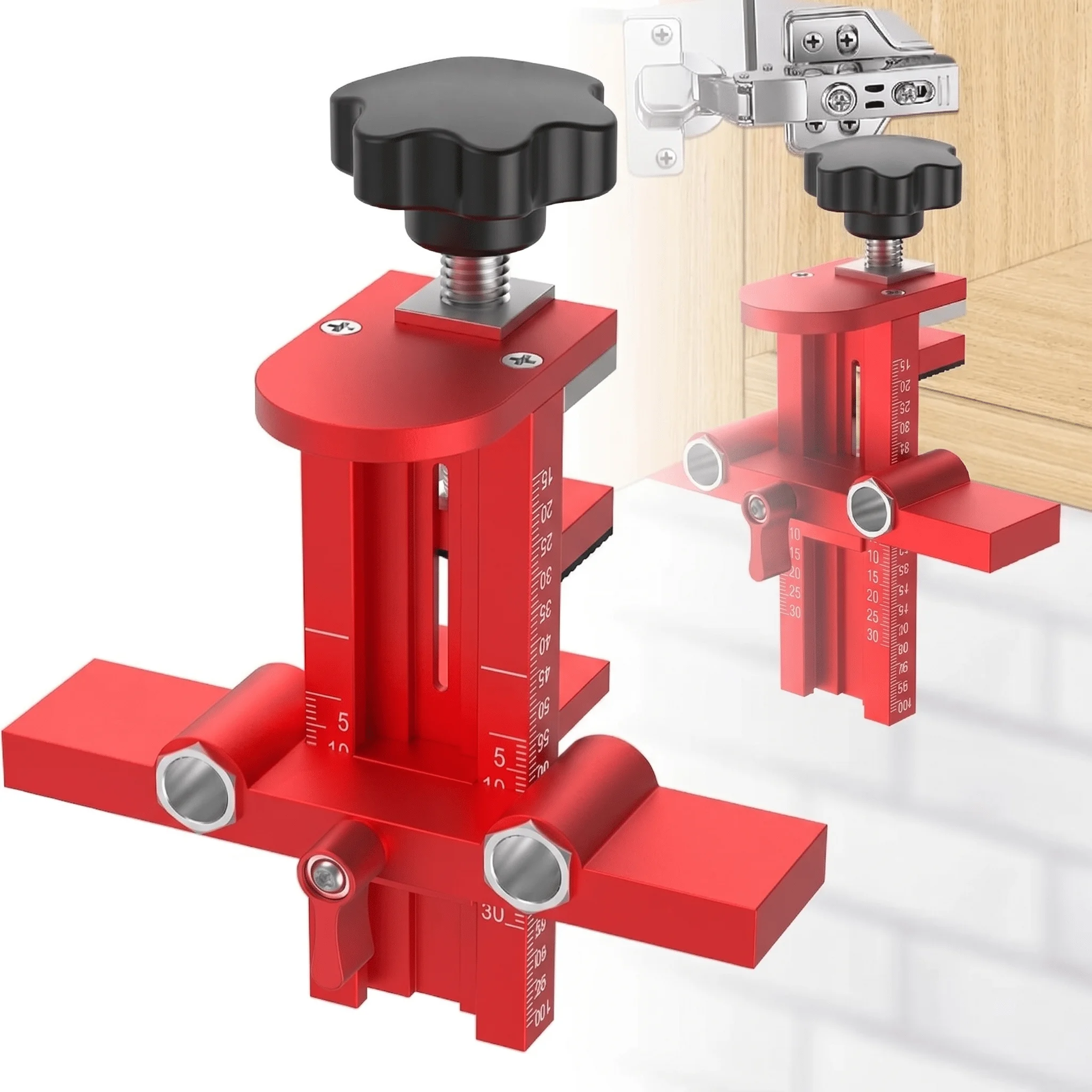 3 in 1 Cabinet Door Mounting Jig Rebound Device Tool Installation Positioner Adjustable Aluminium Alloy Furniture Hardware Jig
