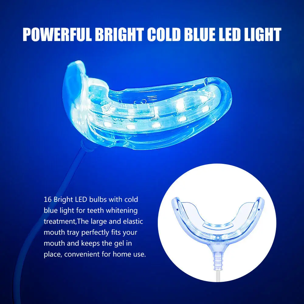 Teeth Whitening Accelerator Light 16x More Powerful Blue LED Light Mouth Tray Teeth Whitening Enhancer Light Trays