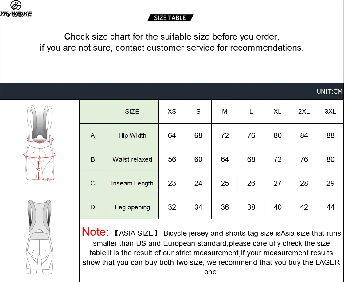 YKYWBIKE Outlet Fahrradbekleidung Sommer Frühling Fahrradtrikot Rennrad-Trägerhose Herren Damen Radtrikot Shorts Basisschichten – Detail 27