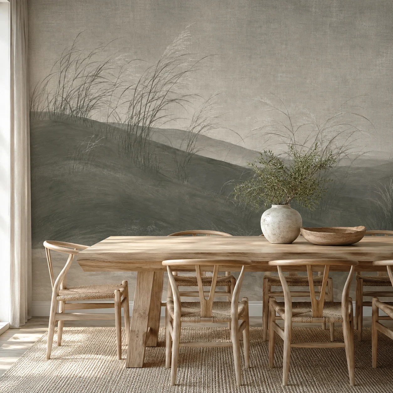Custom Minimalist Grass Landscape Wallpaper Mural Neutral Beige Nature Wall Decor Living Room Bedroom Non Self Adhesive