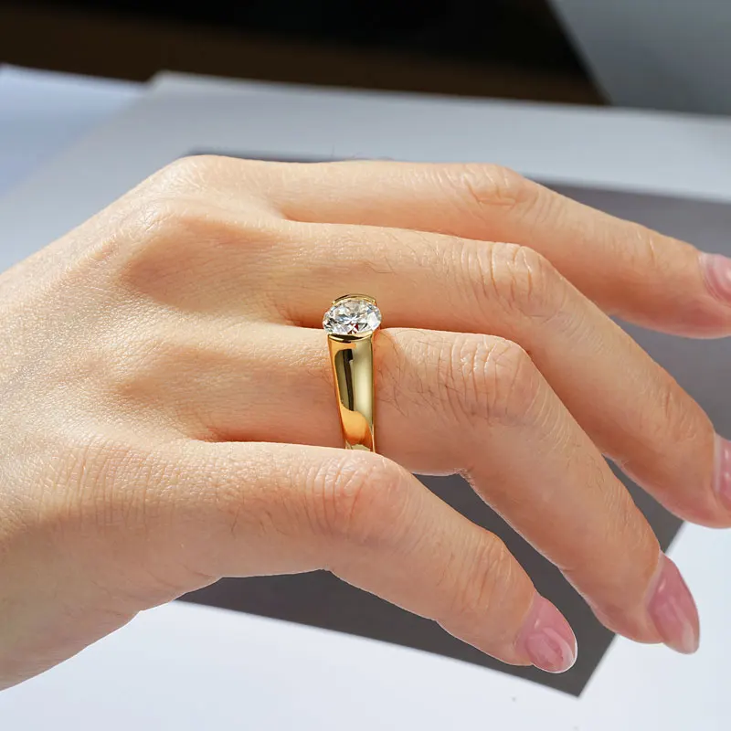 Rrjzz 6,5 mm Solitär-Ring mit rundem Schliff und D-Farbe, Moissanit-Verlobungsring, funkelnder Versprechen-Ehering für Frauen, GRA-Schmuckgeschenke – Detail 14