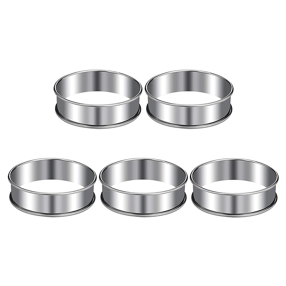 Anillos redondos de acero inoxidable para hornear pasteles, molde para hornear de cocina, 5 piezas, 8X2,5 Cm