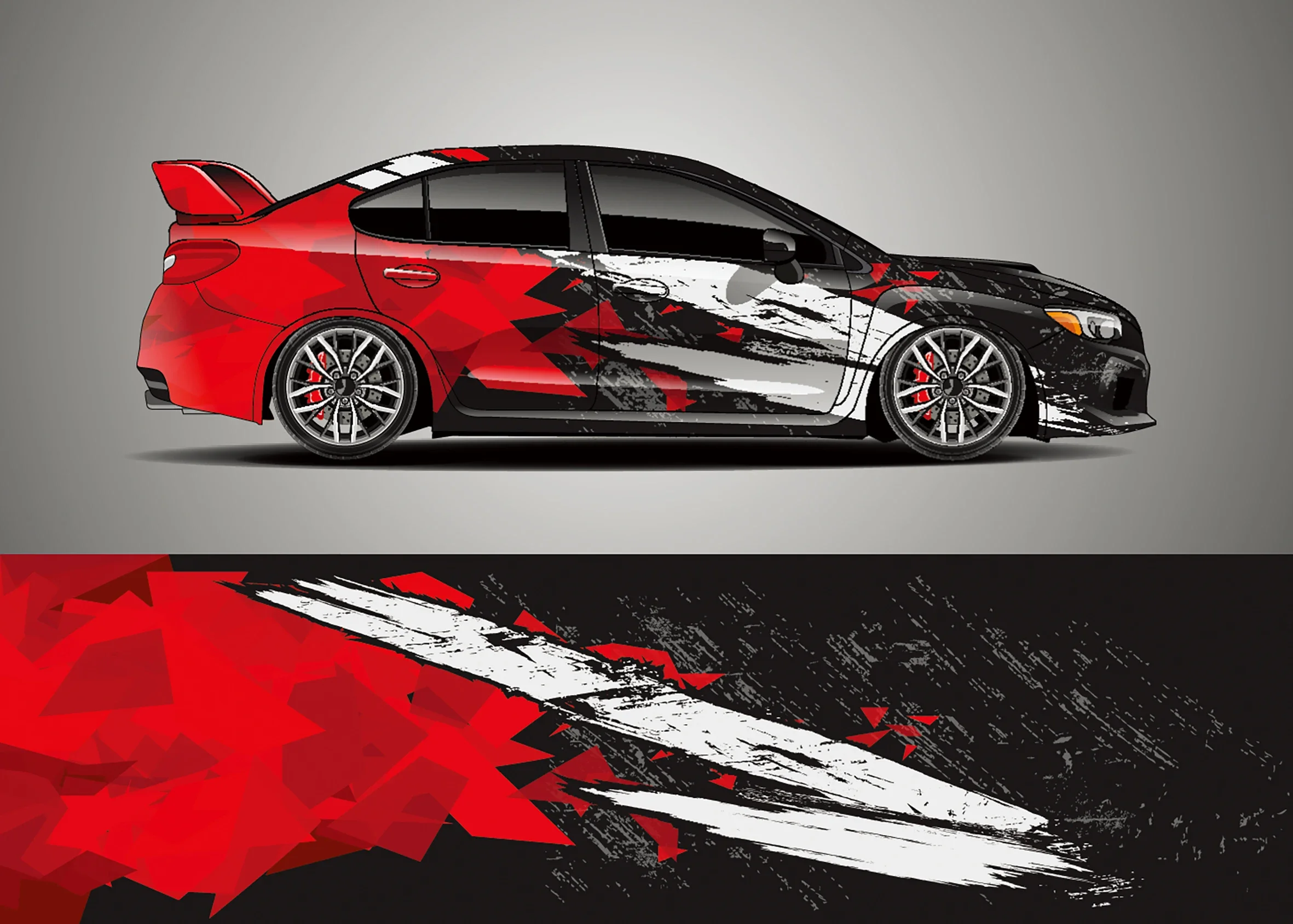 Full Body Racing Graphic Decal Vinyl Wrap Modern Design Red Retro 