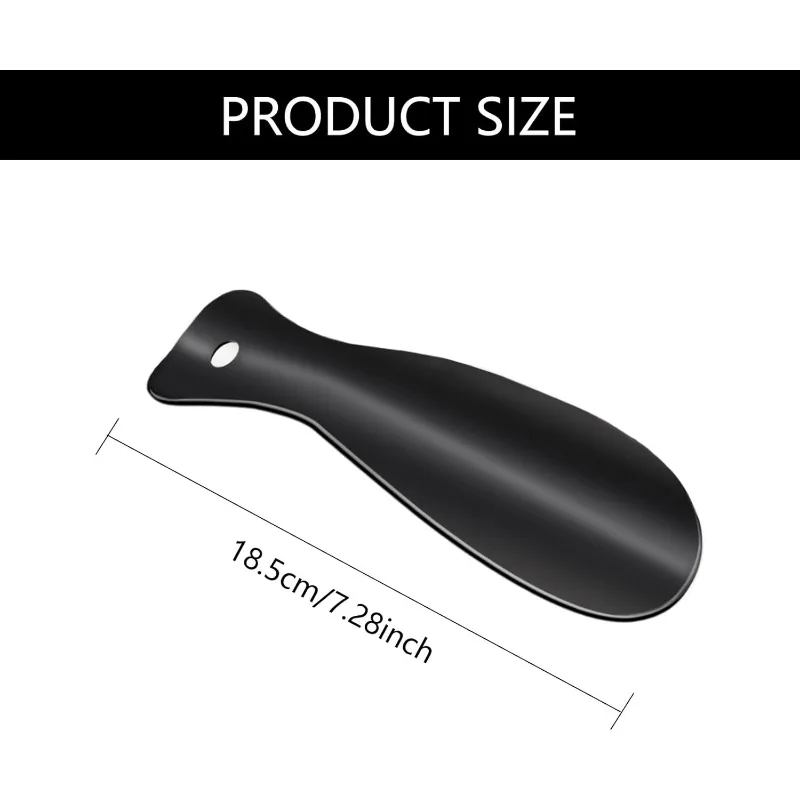 Tragbarer Schuhanzieher aus Metall | Kompakter schwarzer Schuhhelfer für unterwegs | Einfaches Slip-On-Werkzeug für Männer und Frauen – Detail 2