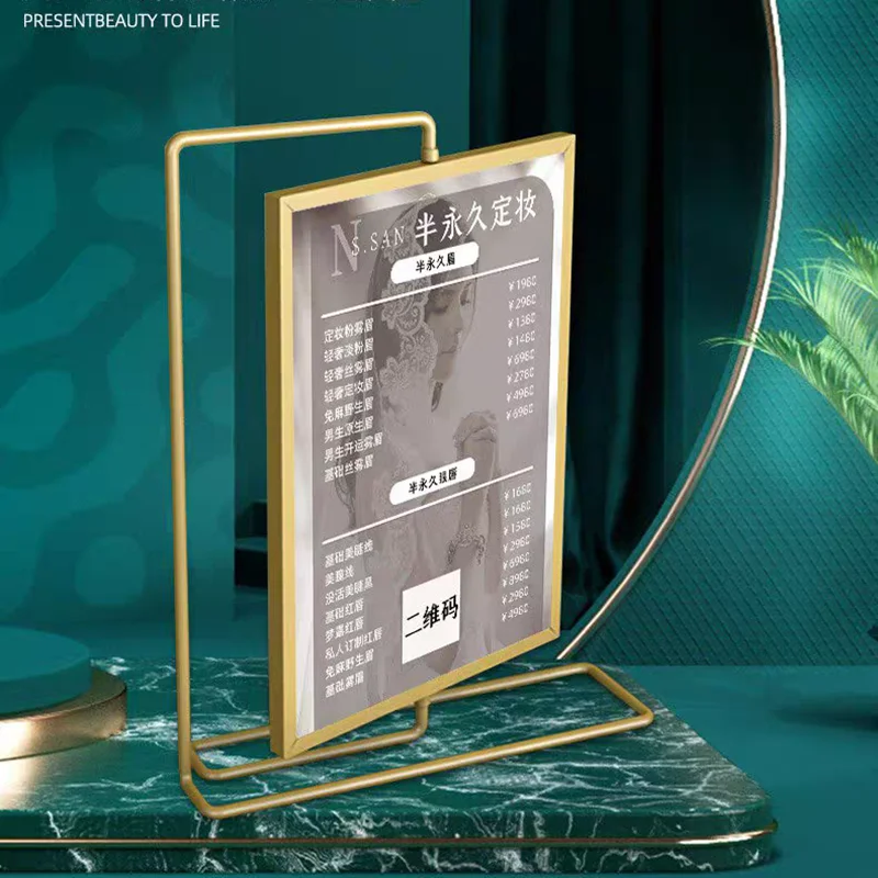 2 Pieces 8 Inch 152x203mm Rotating Acrylic Menu Holder Price List Sign Holder Display Stand Gift Metal Photo Picture Frame