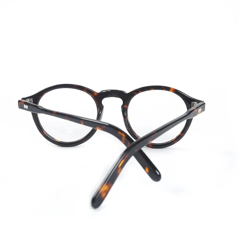 Runde Vintage-Acetat-Brille im Johnny-Depp-Lemtosh-Stil für Herren und Damen, Computerbrille, Luxusmarken-Brillengestell – Detail 13