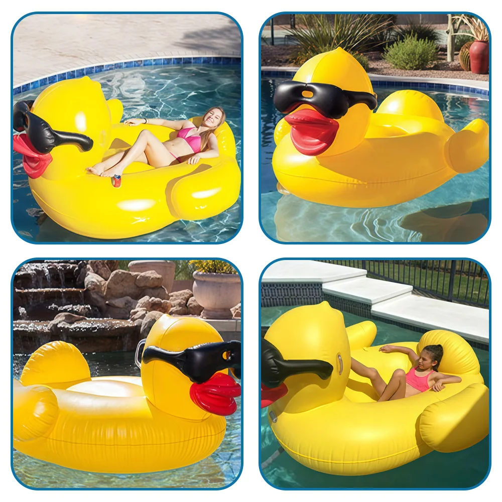 ห่วงยางเป่าลมรูปเป็ดยักษ์ สำหรับผู้ใหญ่ ใช้เป็นที่นอนลอยน้ำ สนุกสนานในสระว่ายน้ำ ของเล่นน้ำสำหรับงานปาร์ตี้ริมสระน้ำหรือชายหาด