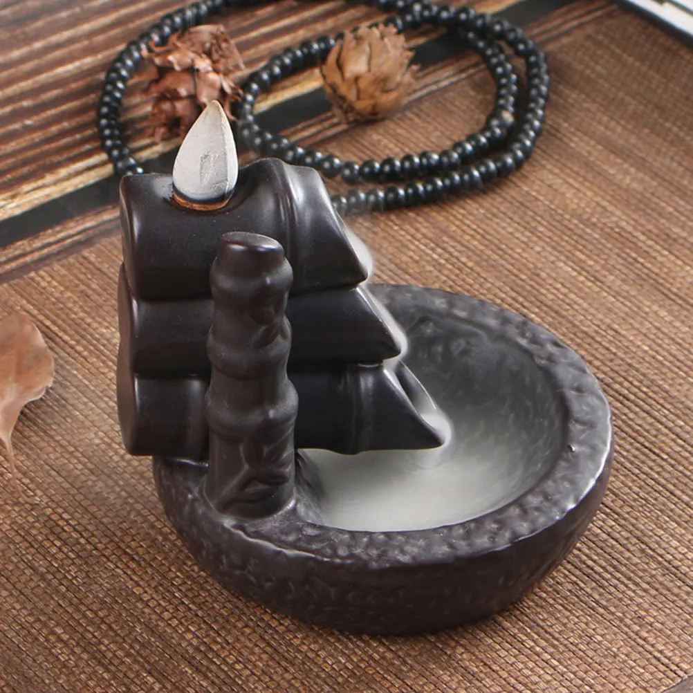 

Backflow Incense Burner Bamboo Joint Ceramic Aromatherapy Censer for Home Meditation Yoga Office Decor Bamboo Joint Censer