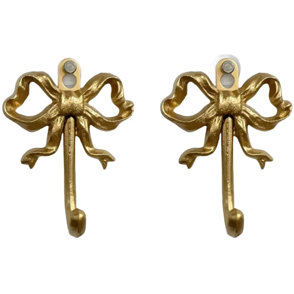 

For Accessories Double Hook Style Cast Iron Coat Hanger Approx. 11.5*10cm 4.53*3.94in Easy To Install Elegant Bow Design