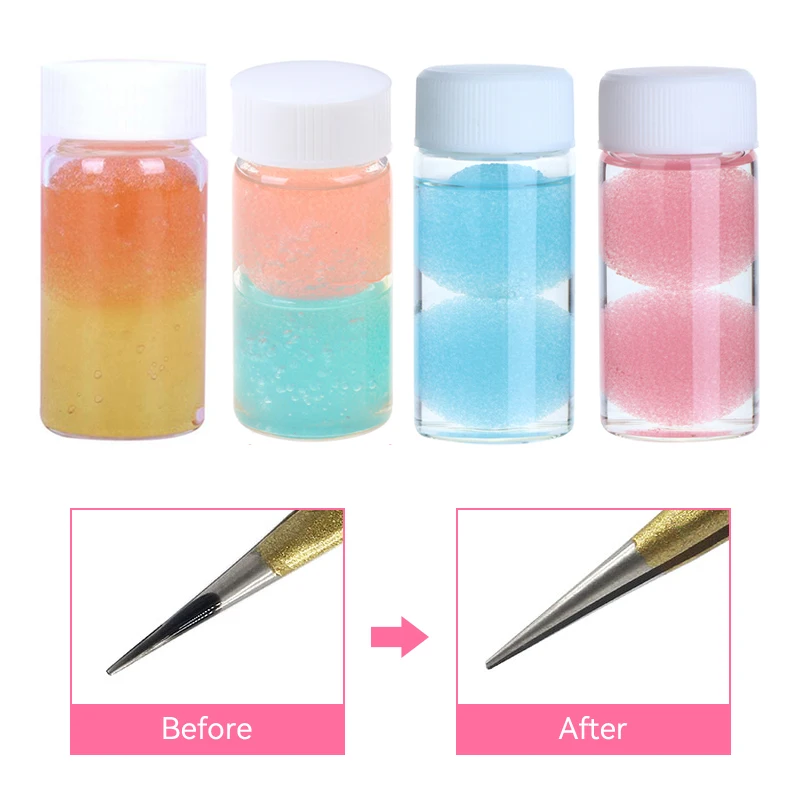 30ml Eyelashes Tweezers Cleaner Eyelash Extension Tweezers Cleaning Tools with Glue Remover Liquid and Sponge Ball Cleaning Glue