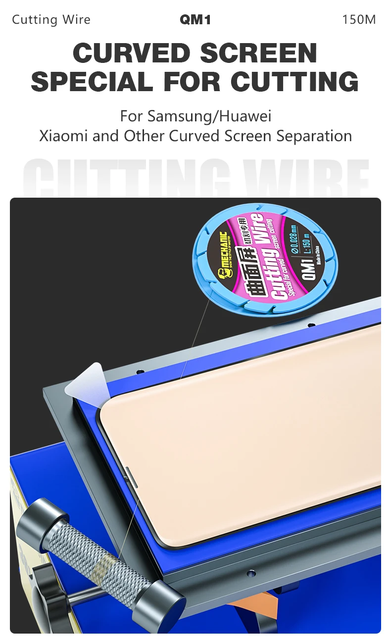 MECHANIC QM1 ZM1 Cutting Wire Straight Screen Curved Screen Cutting Wire 0.028 0.03mm Special For Cutting Phone Screen Separator
