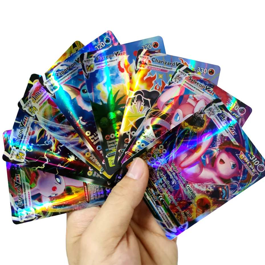 Cartas de Pokémon en Español con letras Vstar VMAX, juego de cartas holográficas brillantes, entrenador, último modelo, 2024