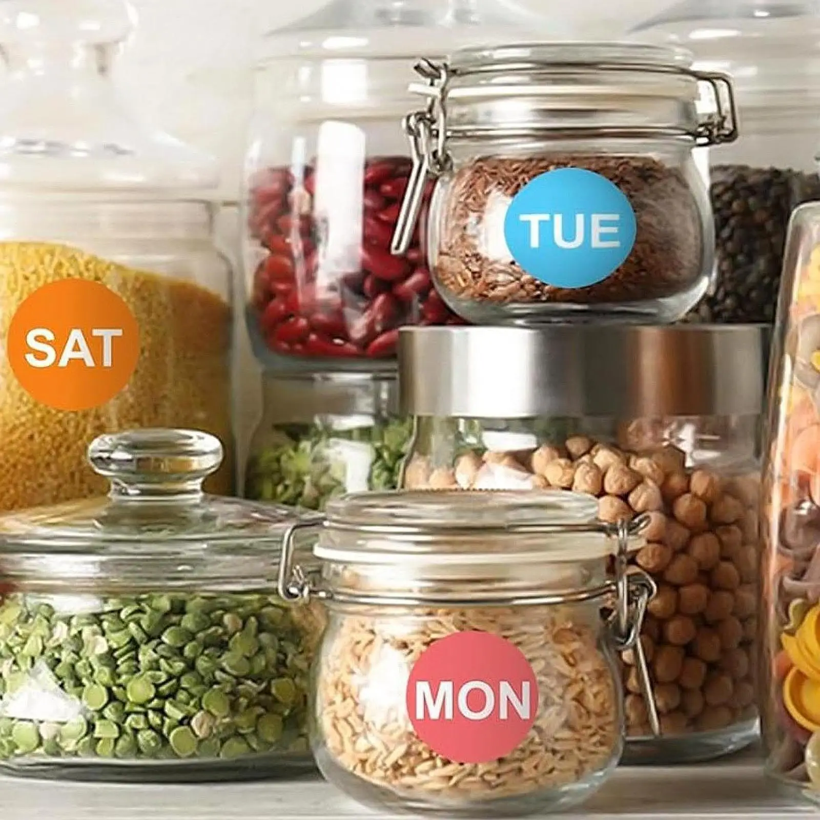 7 يوم من الأسبوع ملصق اللون الترميز نقطة ملصقات لزجة 2.5 سنتيمتر/1in قطر 7 لفات 3500 قطعة علامة تبويب الطعام لحاويات الفاكهة