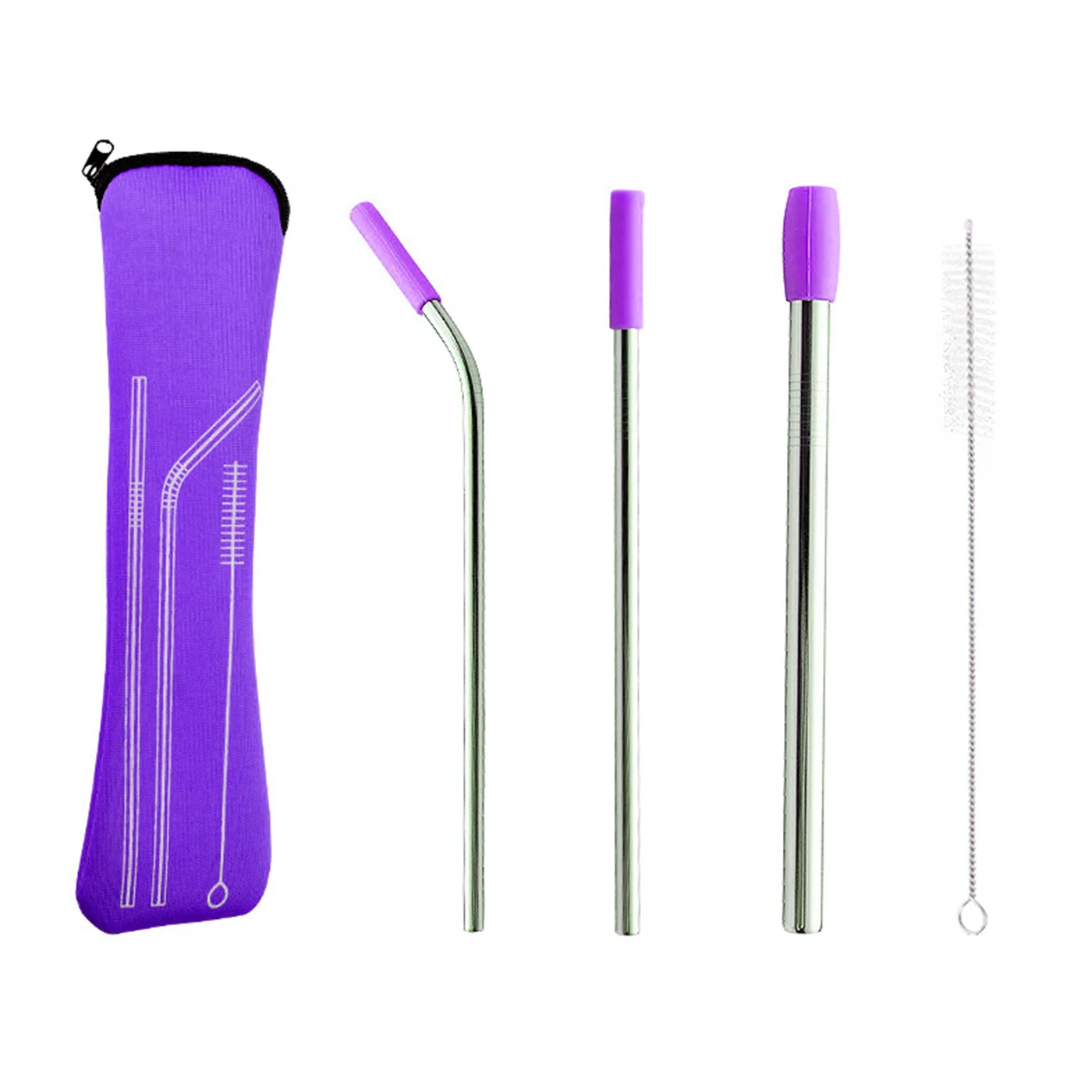 5pcs Set Stainless Steel Straws, Reusable Metal Straws with Silicone Tips, Sturdy Bent Straight Drinks Straw, Food Grade Straw