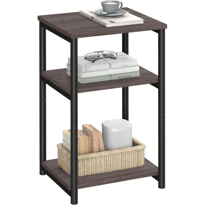

Приставной столик, небольшой приставной столик, высокий прикроватный столик для гостиной, спальни, офиса, ванной комнаты, цвет каштаново-коричневый и классический черный