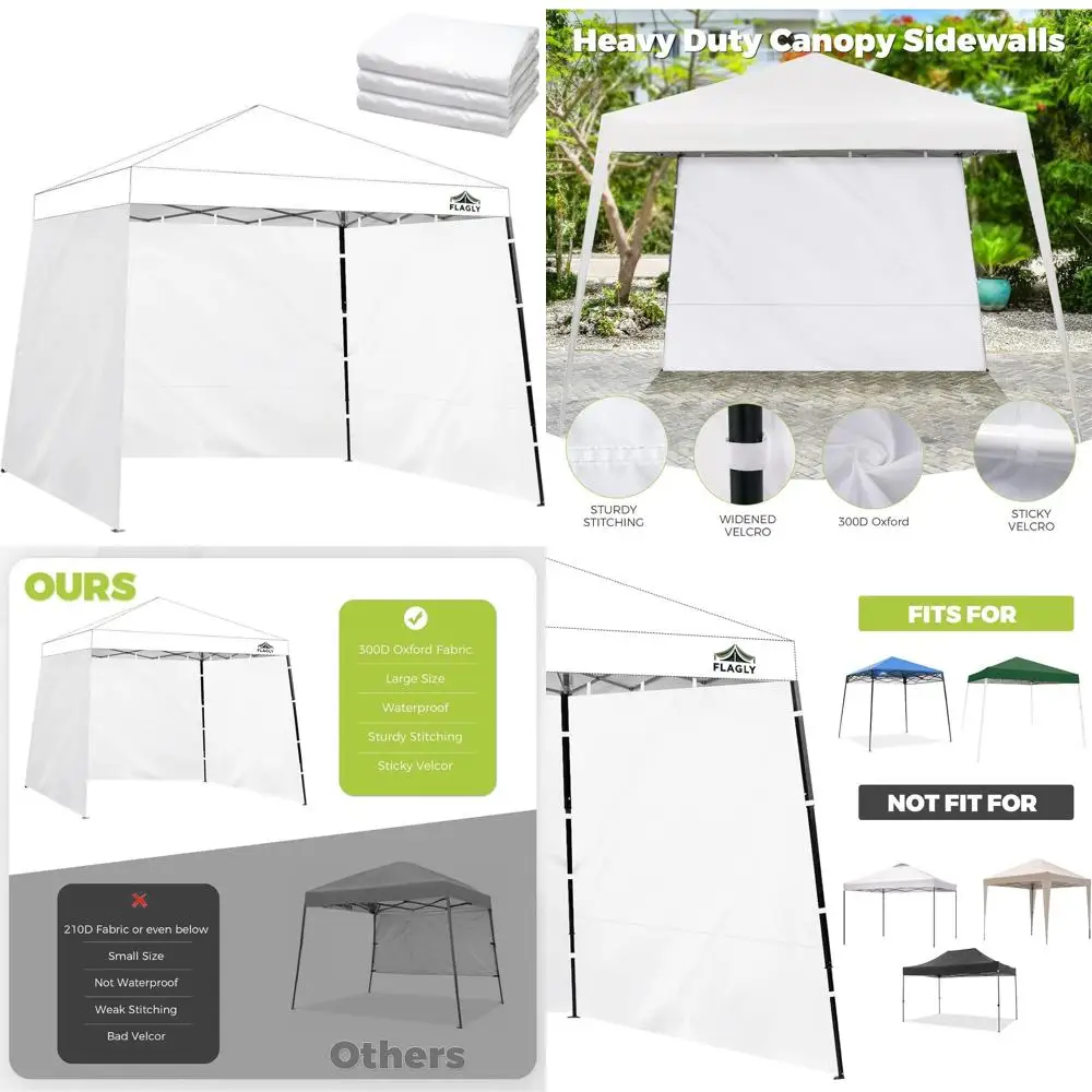 

3-Pack 300D Waterproof Sidewalls for 12x12ft or 10x10ft Canopies, Attachable Privacy Shade for Outdoor Events and Vendor Booths