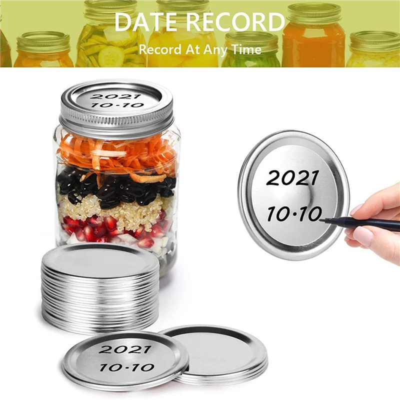

40Pcs Mason Jar Lids & Rings Set For Regular Mouth Canning,Split-Type & Leak Proof Lids For Ball Kerr Jars (70 Mm)-A68E