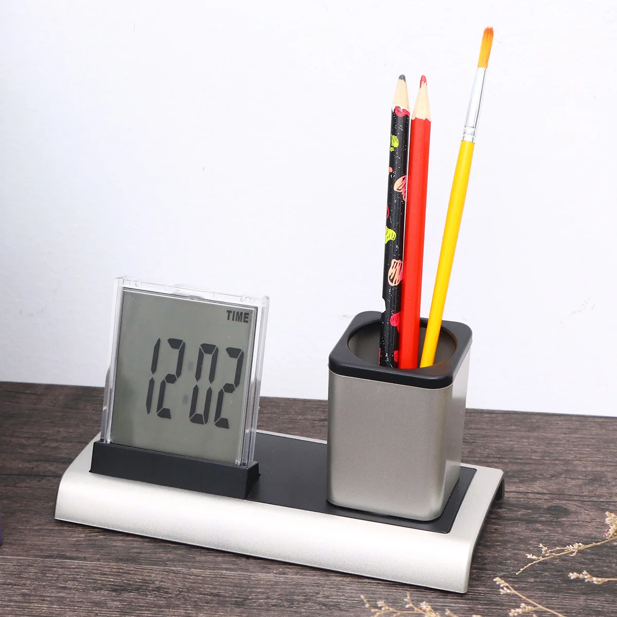 

Multifunctional Desk Calendar Alarm Clock with Pen Holder Thermometer and Night Light 1 Minute to 180 Minutes Countdown Timer