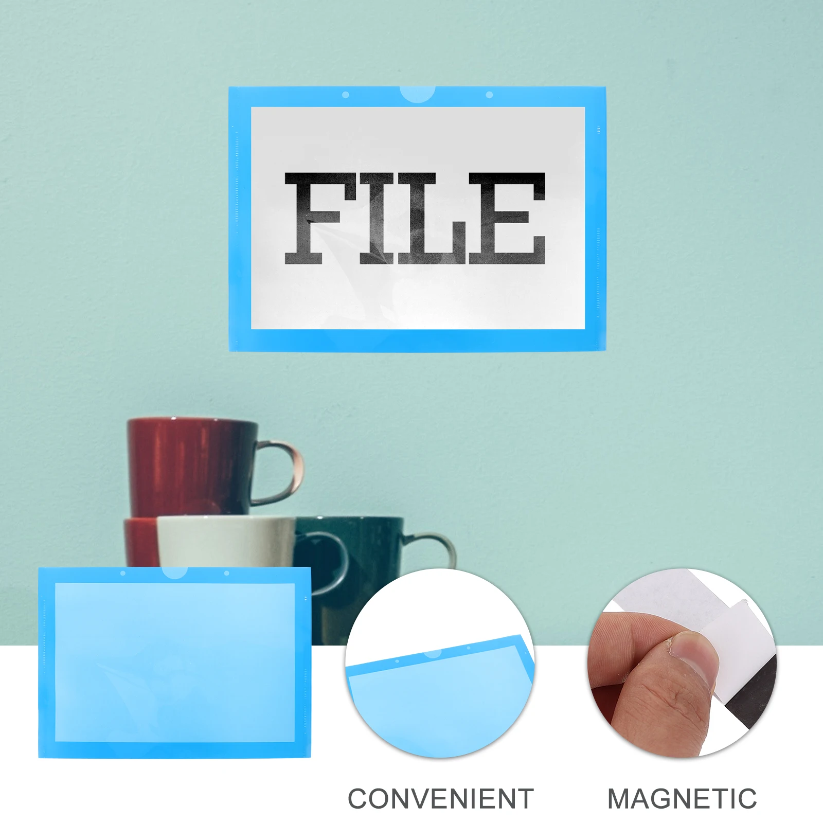

Magnetic Picture Photo Sleeves A4 Horizontal Blue Frame PP Material Decor Magnetic Picture Frames Home Office Gifts