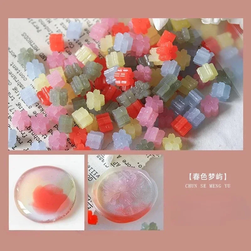 60 stks Semi Transparante Jade Kleur Lakzegel Stempel Deeltjes Sakura Vorm Wax Materiaal DIY Handboek Wenskaart Afdichting Tool