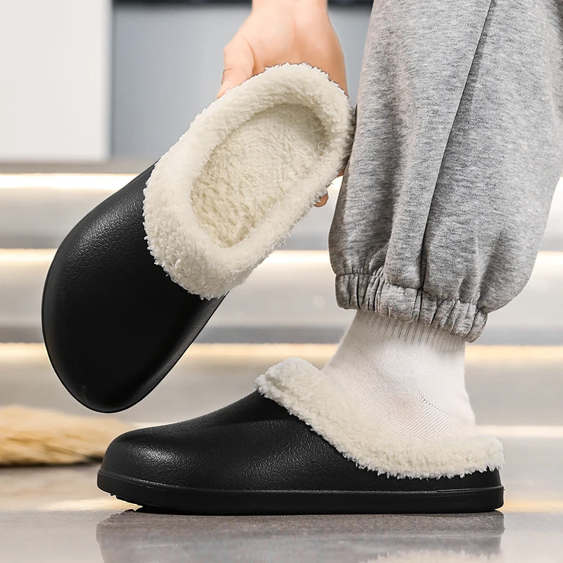 

Men Women cotton slippers winter warm Plus velvet walking EVA slippers waterproof non-slip light Hotel chef kitchen work shoes