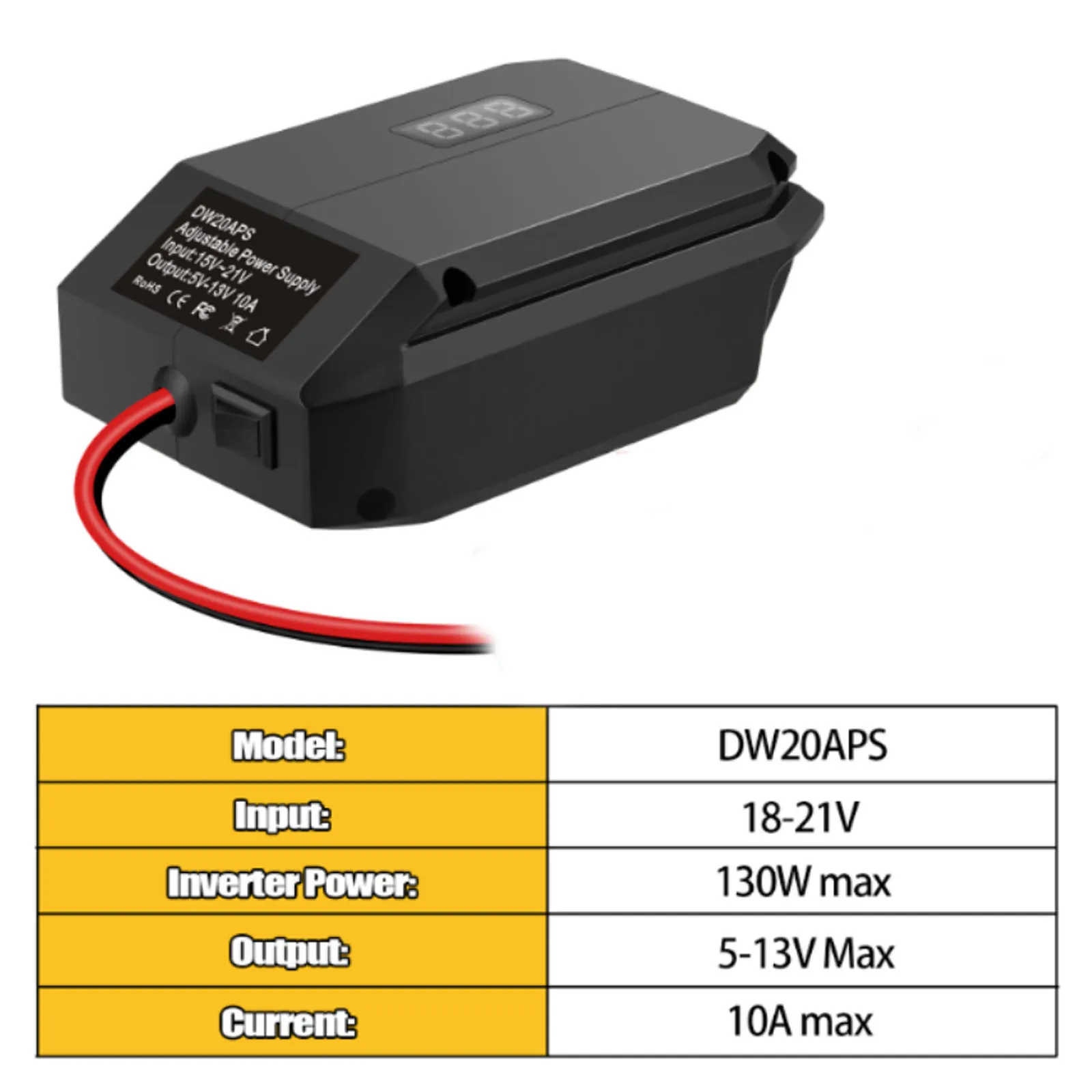 12V Power Source Battery Power Adapter Charge Electronics Compact And Lightweight Easy Installation Efficiency 95