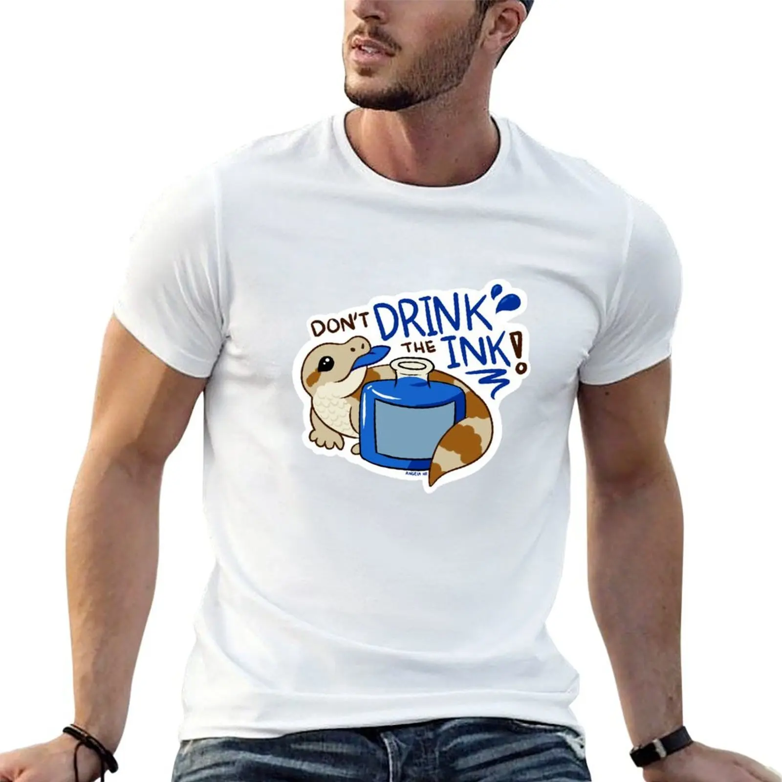 

Don't Drink the Ink! Blue-Tongued SkINK T-Shirt funny t shirts cotton t shirts for man cotton funny anime tshirt T-shirt