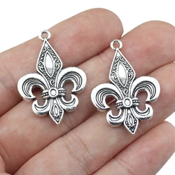 20 Pieces/Lot 23*33mm Antique Silver Plated Alloy Fleur De Lis Anchor Charms Pendant For Diy Jewelry Making