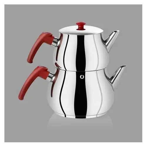 Turkish Tea Pot Traditional Style Stainless Steel-Caydanlik Double Kettle With Free 100 g English Black Tea