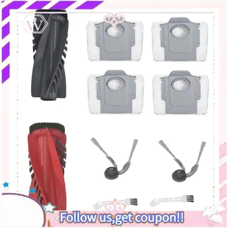 Durable Replacement Accessory Pack For Roborock Saros10 S9maxv Ultra: Main Brush, Side Brush, And Dust Bag