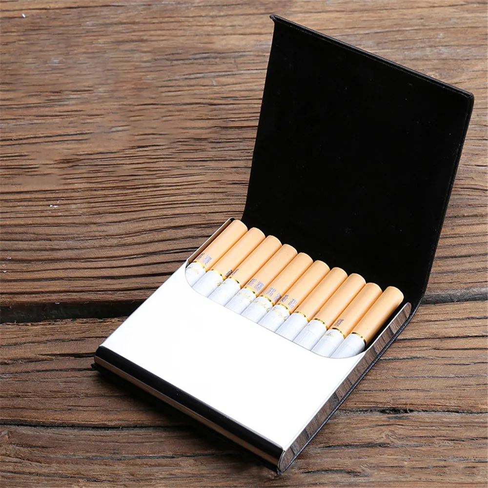 Flip Cover Cigarettes Cases PU Plain Weave Cigarette Box Holds For 10pcs/20pcs 84mm Cigarette Storage Holder Fashion Mens Gift