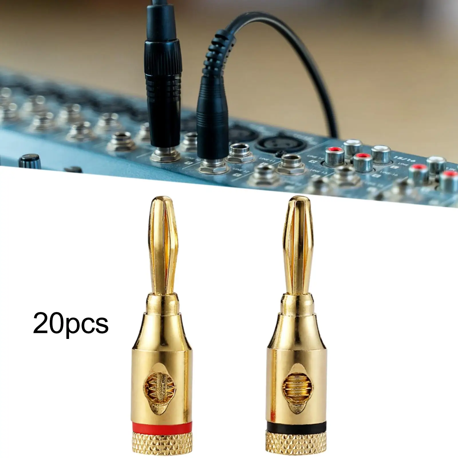 20x Banana Plug Gold Plate Speaker Plug Easy Installation Versatile 4 mm Audio Connector for Video Receiver Wall Plate