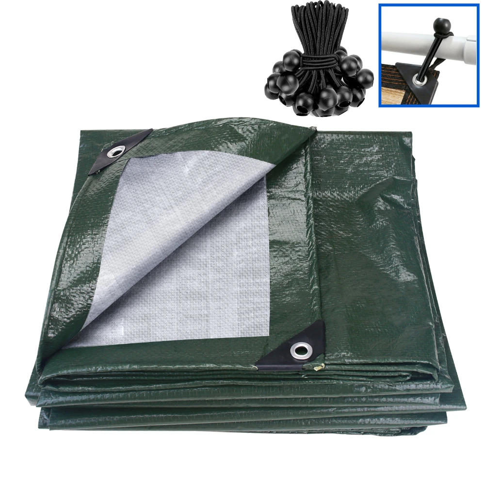 Lona Impermeable Grande de PE con Ojales Reforzados, Lona Protectora para Piscina, Caravana, Jardín y Muebles