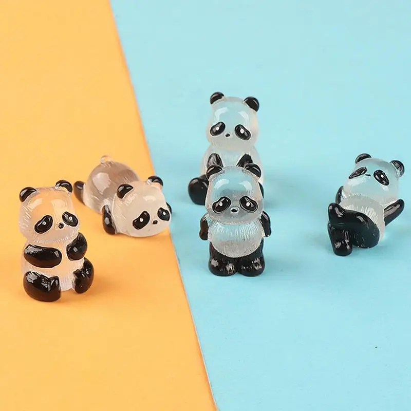 Mini Pandas Figurines Animal Figures Glow In The Dark Panda Figurines Exquisite Hand-Painted For Family Friends Colleagues