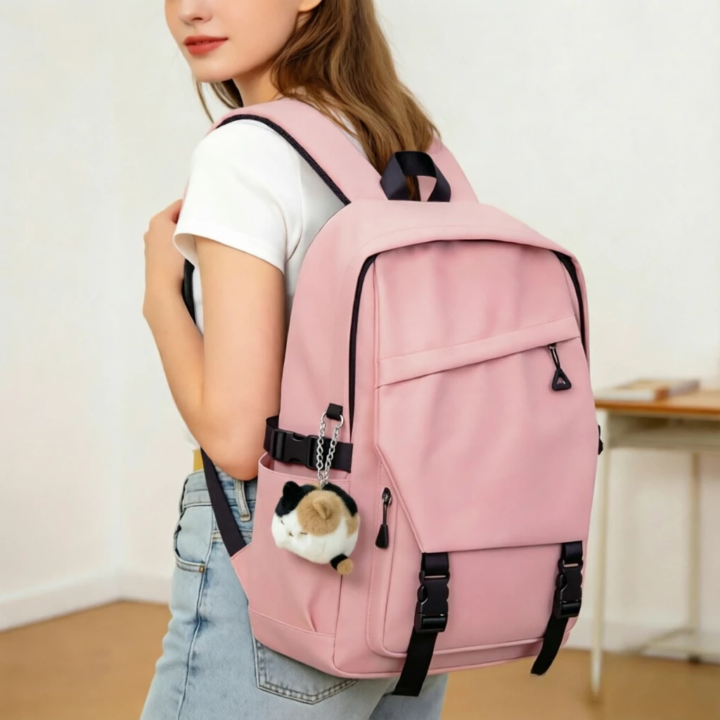 Square Cat Plush Keychain – Soft Kawaii Backpack Charm, Adorable Stuffed Animal Pendant for Bags, Keys & Room Decor